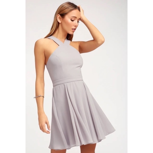 Lulu's Dress Forevermore Skater in Gray Sz XS - Picture 2 of 10